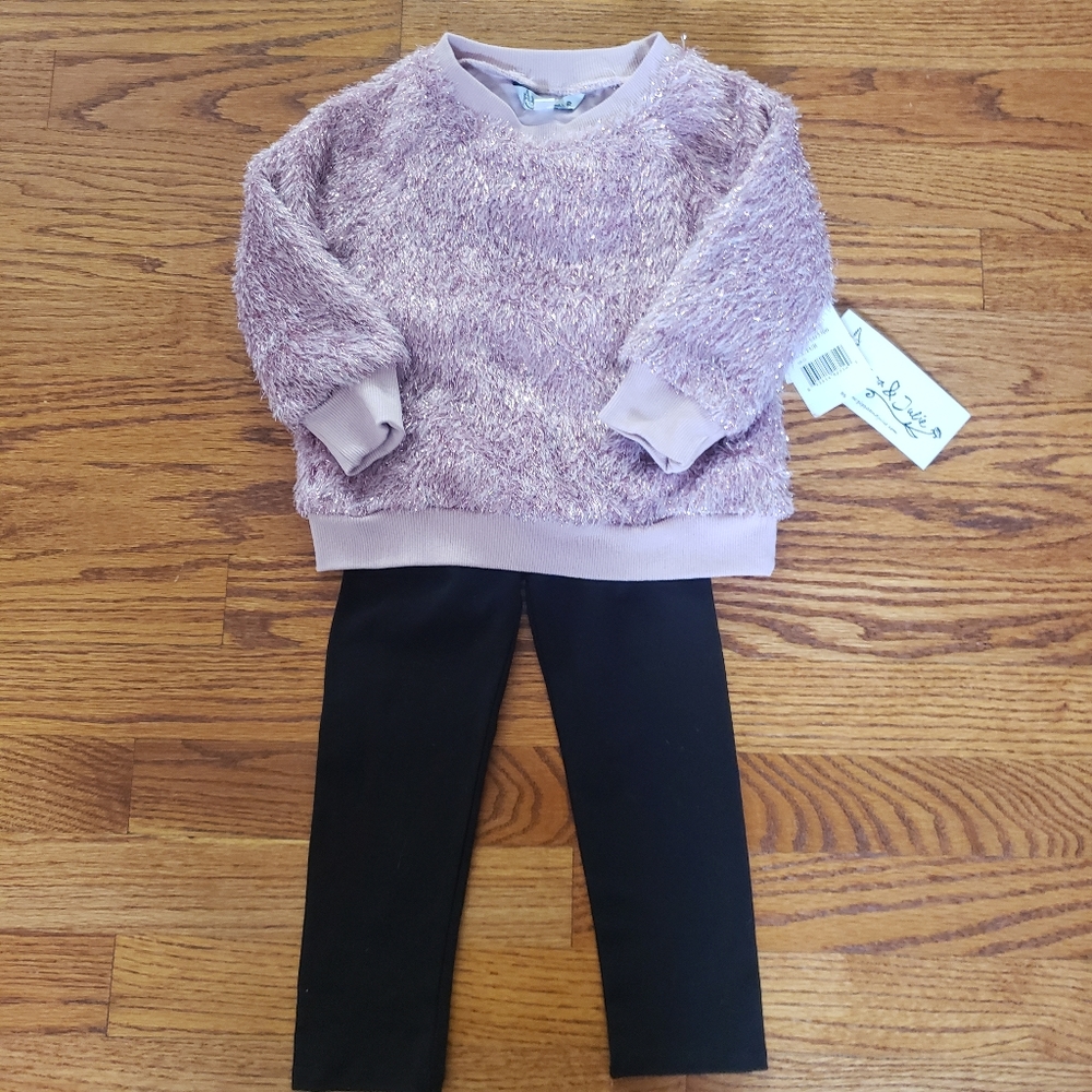 NWT Pippa & Julie Faux Fur Sweatshirt Leggings